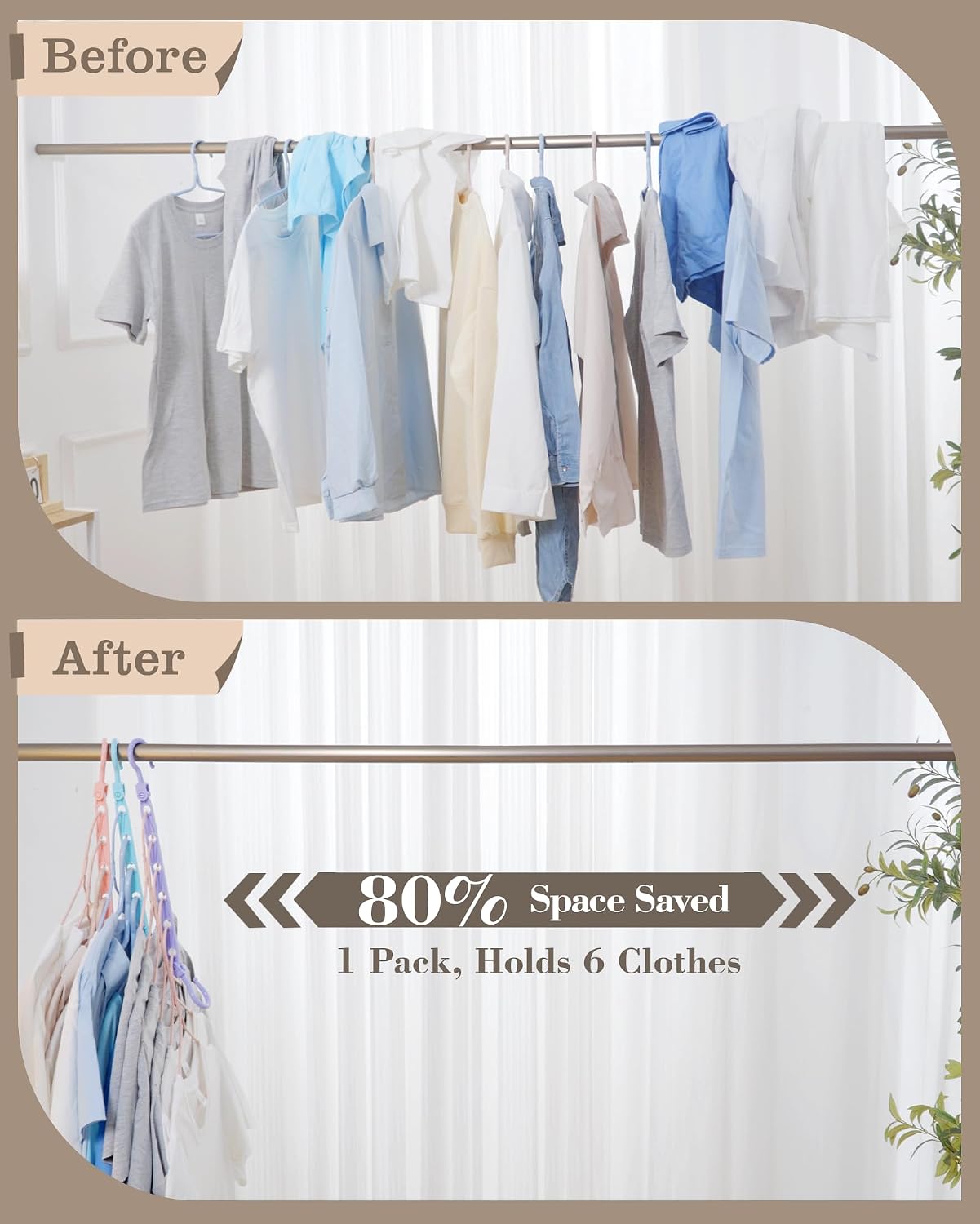 Space Saving Hangers for 144 Clothes, Reinforced Collapsible Hangers